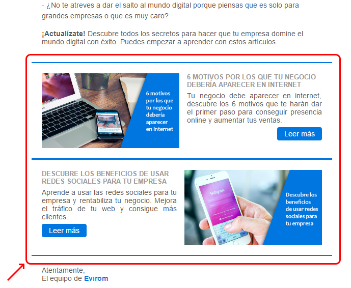 Llamada a la acción email