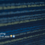 Código binario azul sobre fondo oscuro con enfoque dinámico, representando procesamiento de datos en tiempo real, con el título “Edge Computing: una realidad en 2025”.