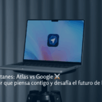 Portátil con el logotipo de Atlas, el nuevo navegador con ChatGPT integrado, símbolo de la revolución en la forma de buscar y navegar por Internet.